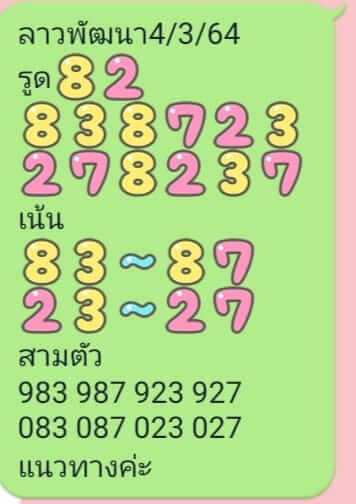 หวยลาว 4/3/64 ชุดที่ 1