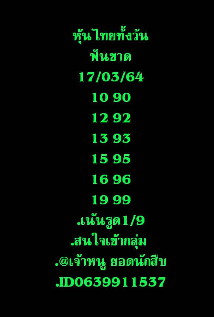 หวยหุ้น 17/3/64 ชุดที่ 1