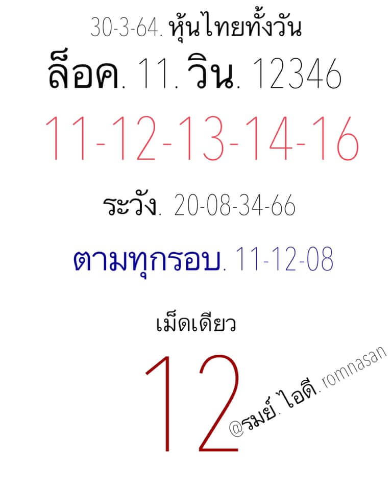 หวยหุ้น 30/3/64 ชุดที่ 7