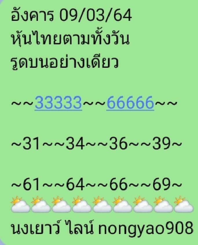 หวยหุ้น 9/3/64 ชุดที่ 10