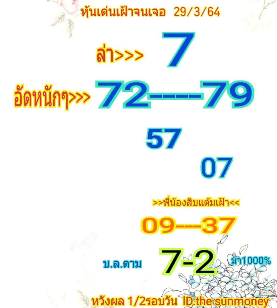 หวยหุ้น 29/3/64 ชุดที่ 2