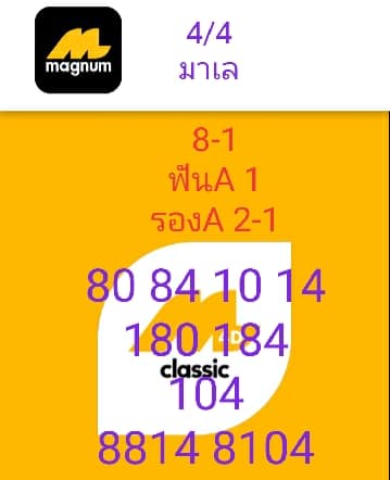 หวยมาเลย์ 4/4/64 ชุดที่ 1