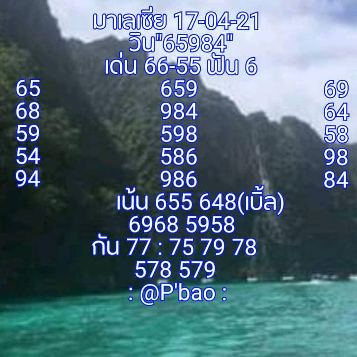 หวยมาเลย์ 17/4/64 ชุดที่ 3