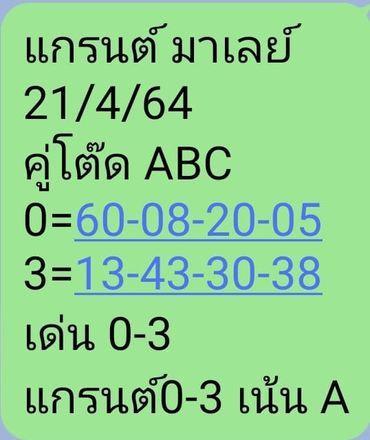 หวยมาเลย์ 21/4/64 ชุดที่ 4