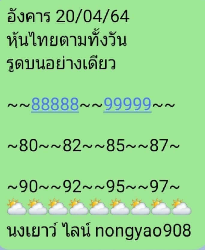 หวยหุ้น 20/4/64 ชุดที่ 10