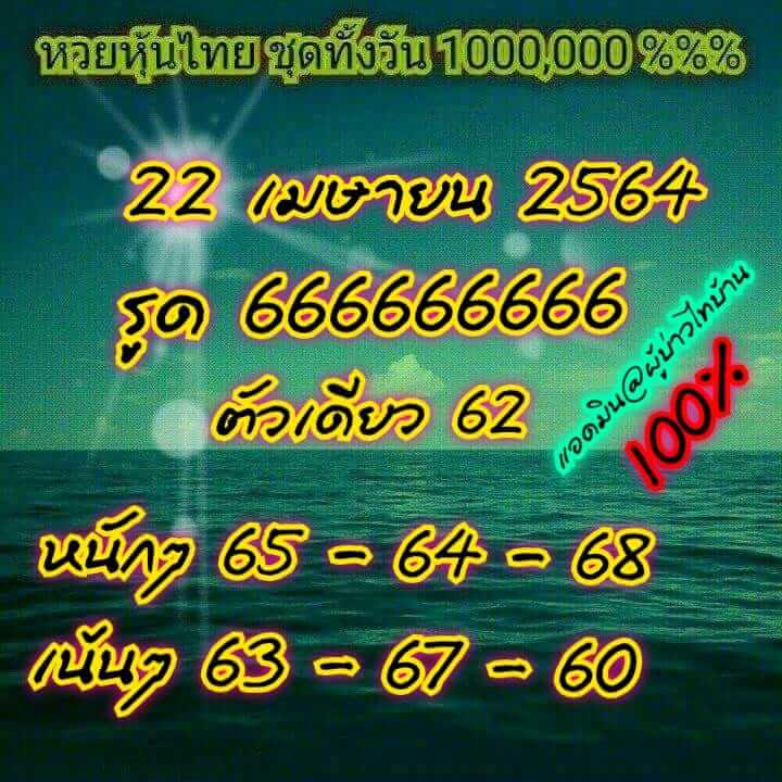 หวยหุ้น 22/4/64 ชุดที่ 7