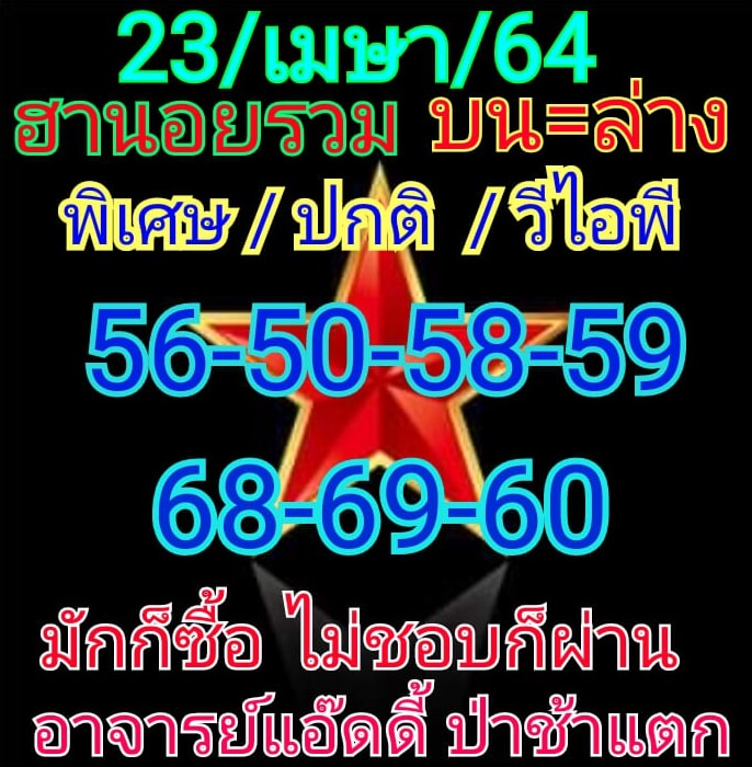 หวยฮานอย 23/4/64 ชุดที่ 1