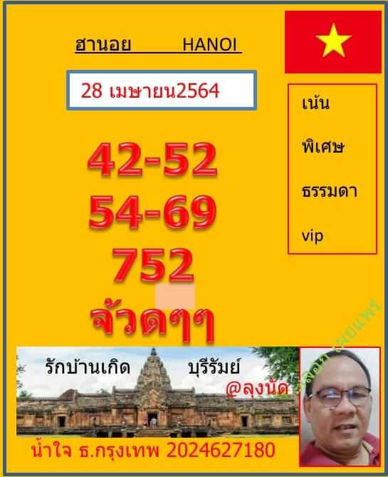 หวยฮานอย 28/4/64 ชุดที่ 1