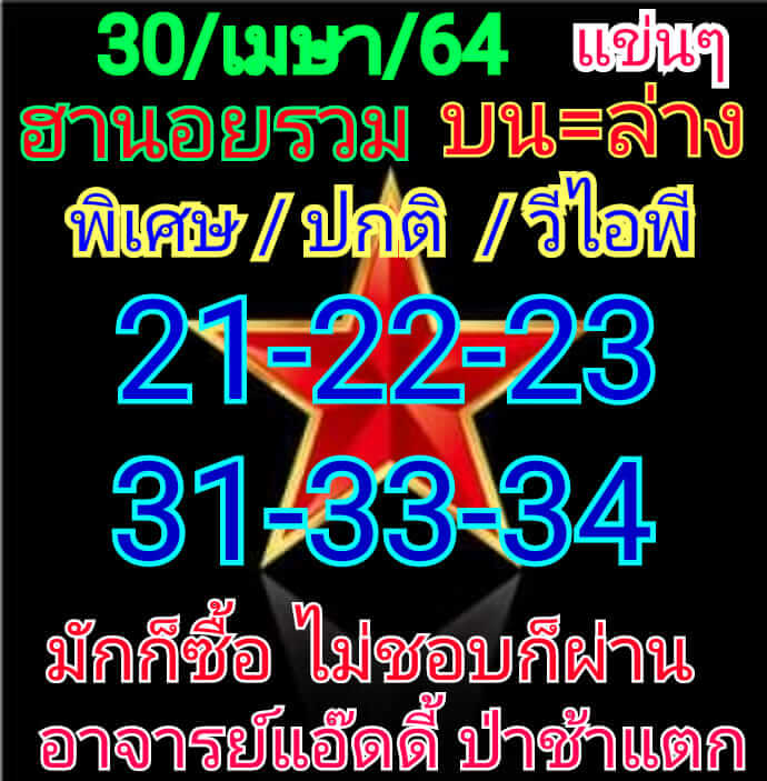 หวยฮานอย 30/4/64 ชุดที่ 1