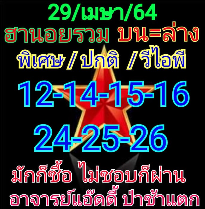 หวยฮานอย 29/4/64 ชุดที่ 10