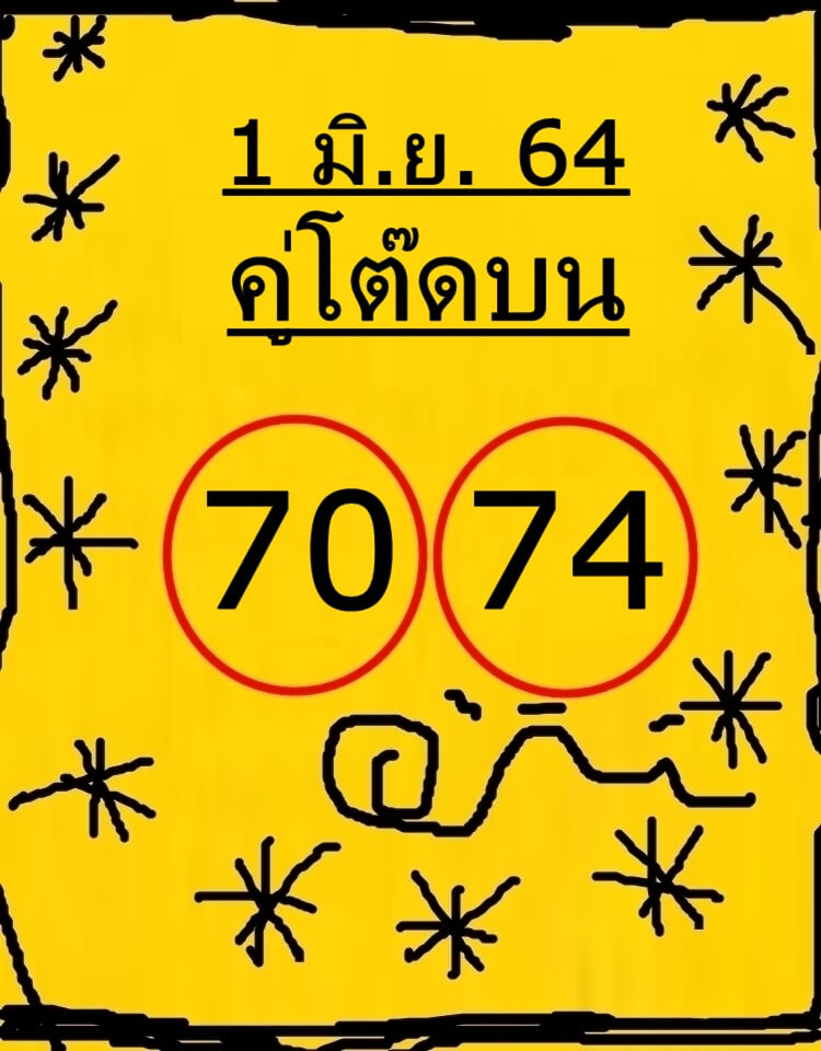 หวยคู่โต๊ดบน 1/6/64