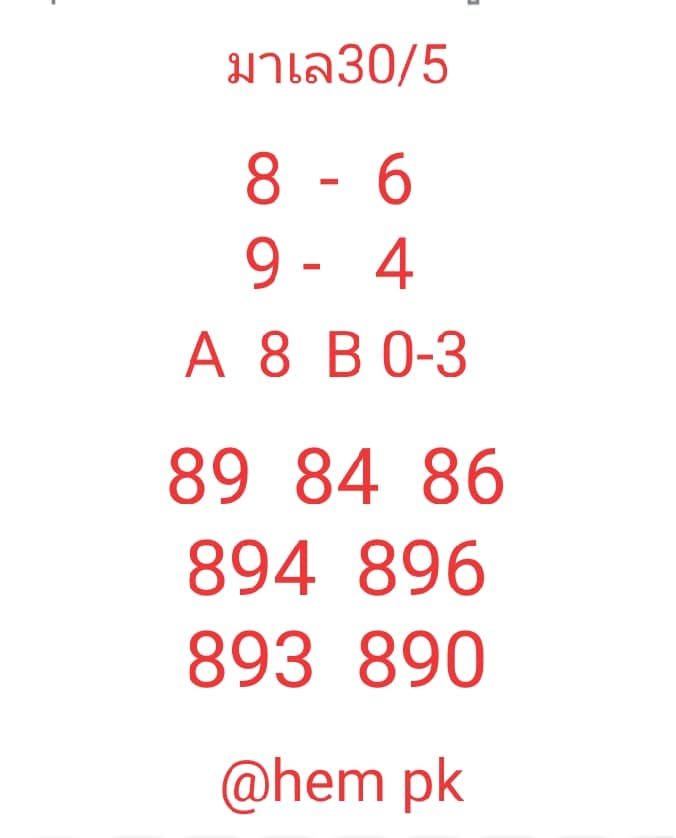 หวยมาเลย์ 30/5/64 ชุดที่ 3