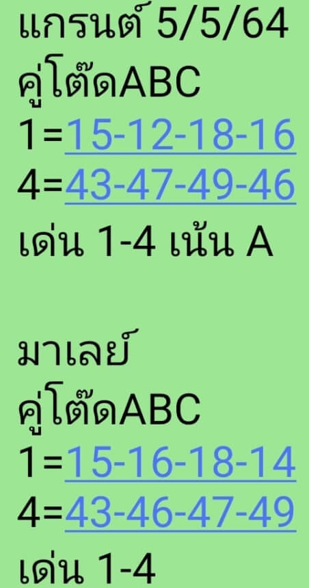 หวยมาเลย์ 5/5/64 ชุดที่ 8