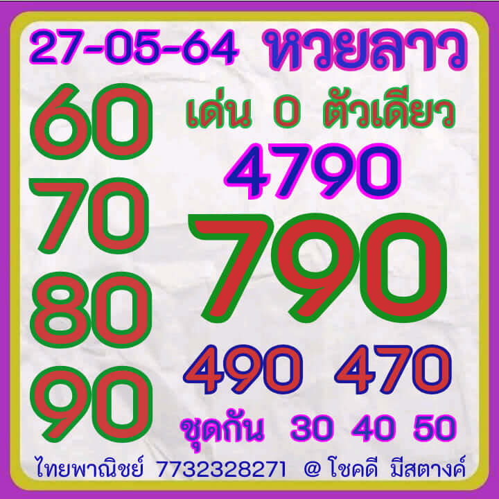 หวยลาว 27/5/64 ชุดที่ 6