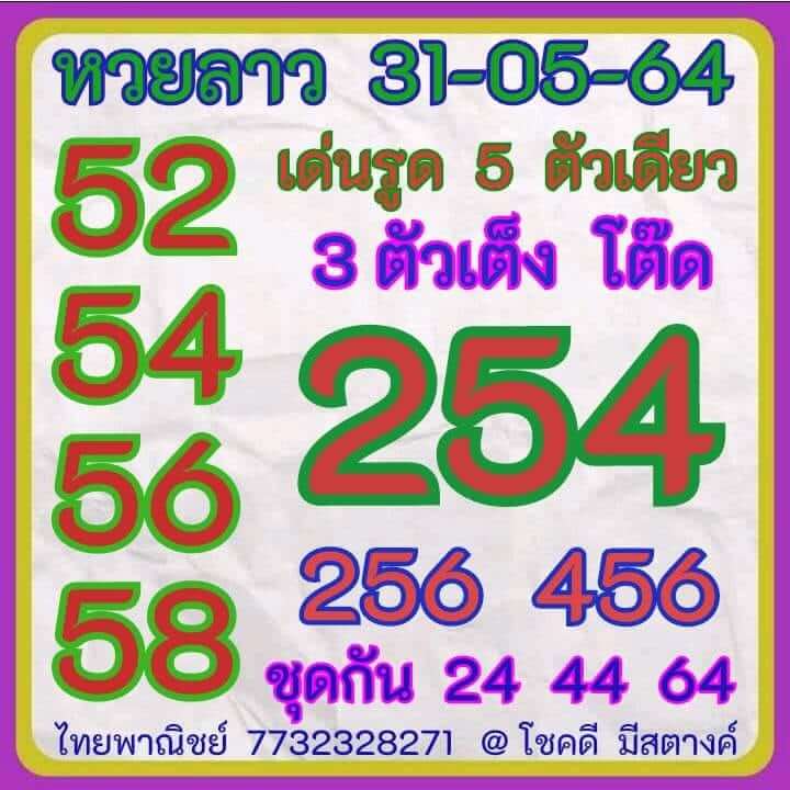 หวยลาว 31/5/64 ชุดที่ 1