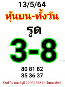 หวยหุ้น 13/5/64 ชุดที่ 15
