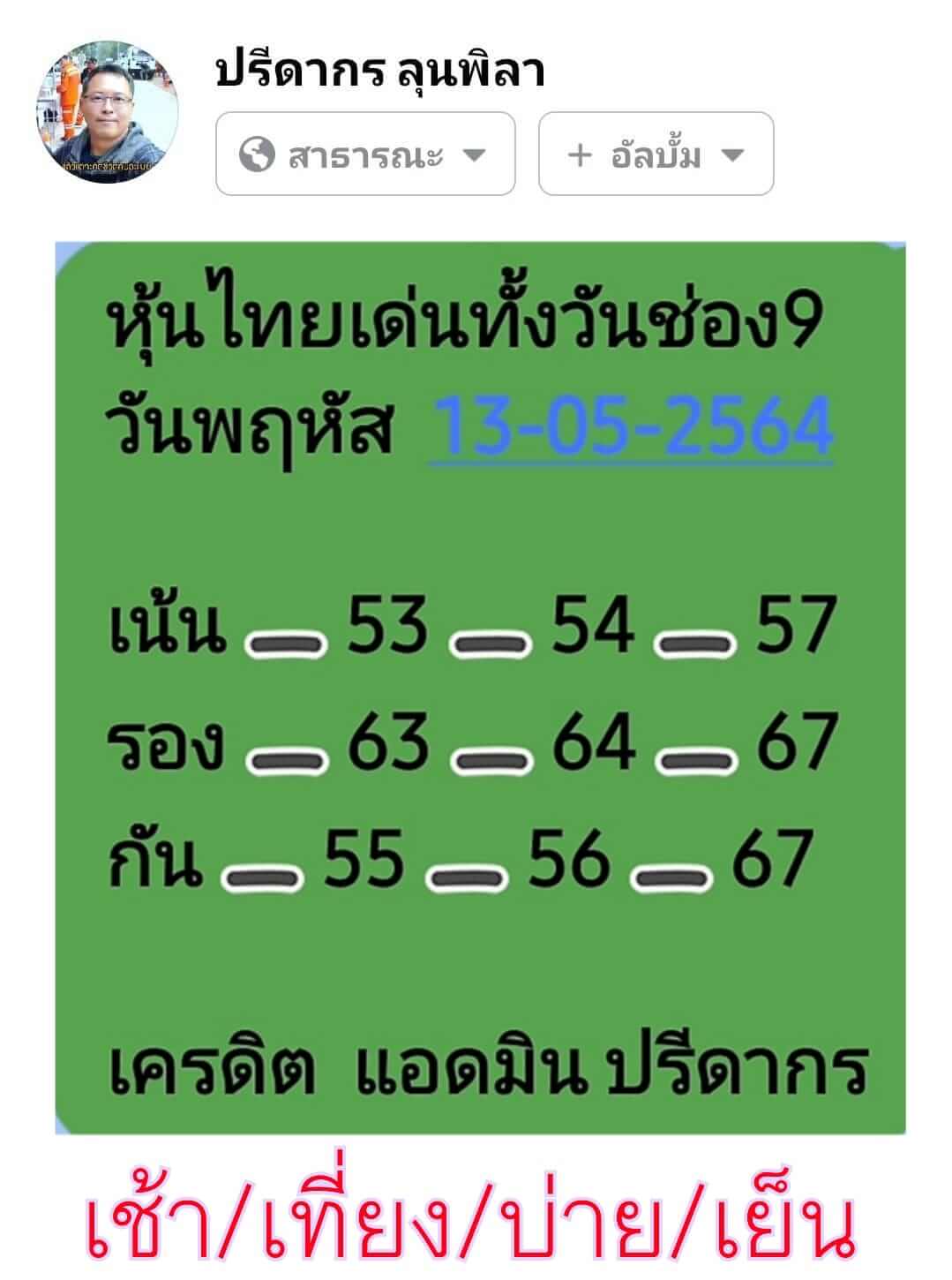 หวยหุ้น 13/5/64 ชุดที่ 8