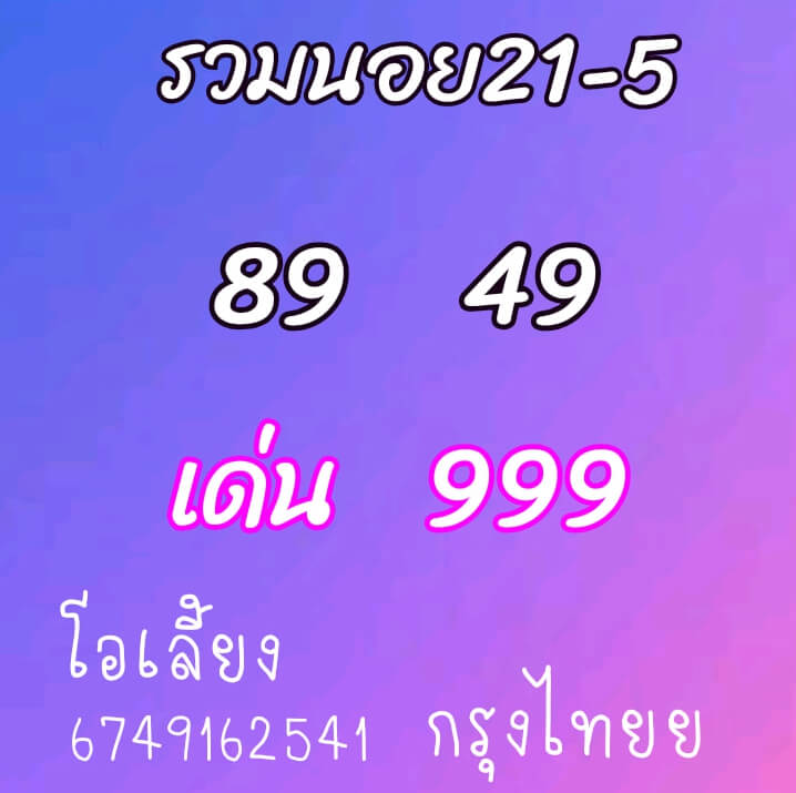 หวยฮานอย 21/5/64 ชุดที่ 2