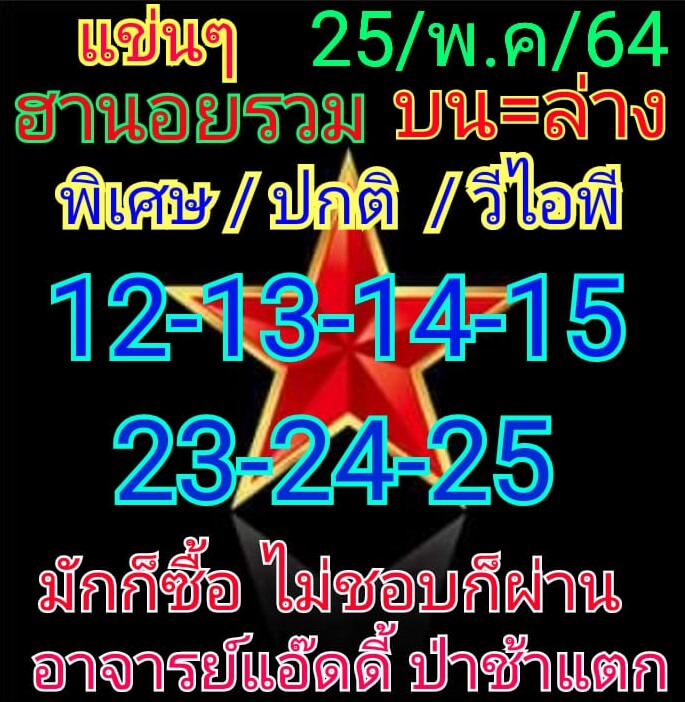 หวยฮานอย 25/5/64 ชุดที่ 9