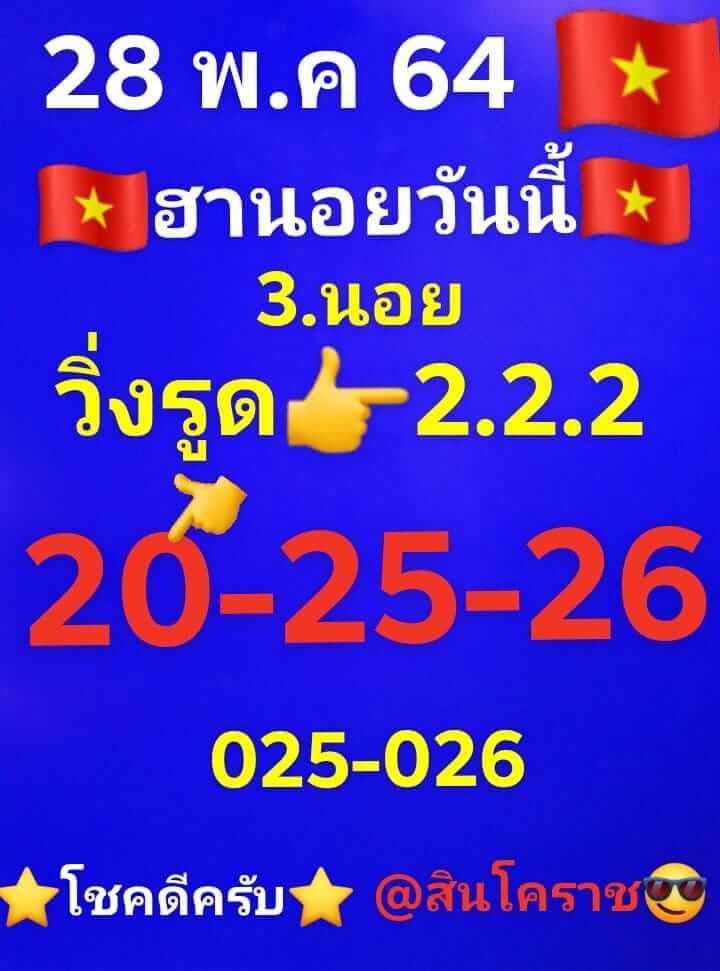 หวยฮานอย 28/5/64 ชุดที่ 2