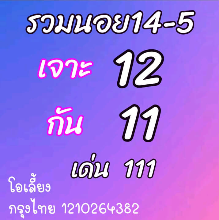 หวยฮานอย 14/5/64 ชุดที่ 5