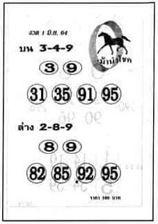 หวยม้านำโชค 1/6/64