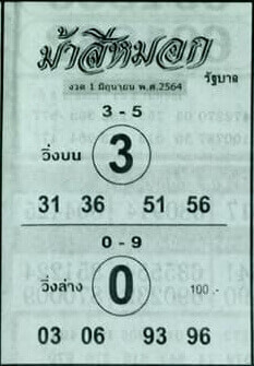 หวยม้าสีหมอก 1/7/64