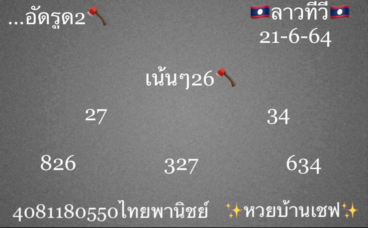 หวยลาว 21/6/64 ชุดที่ 1