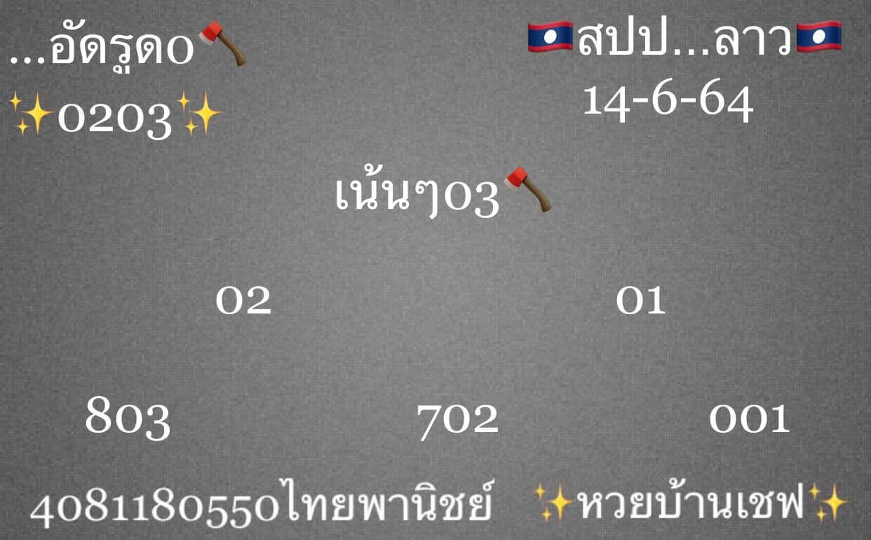 หวยลาว 14/6/64 ชุดที่ 3