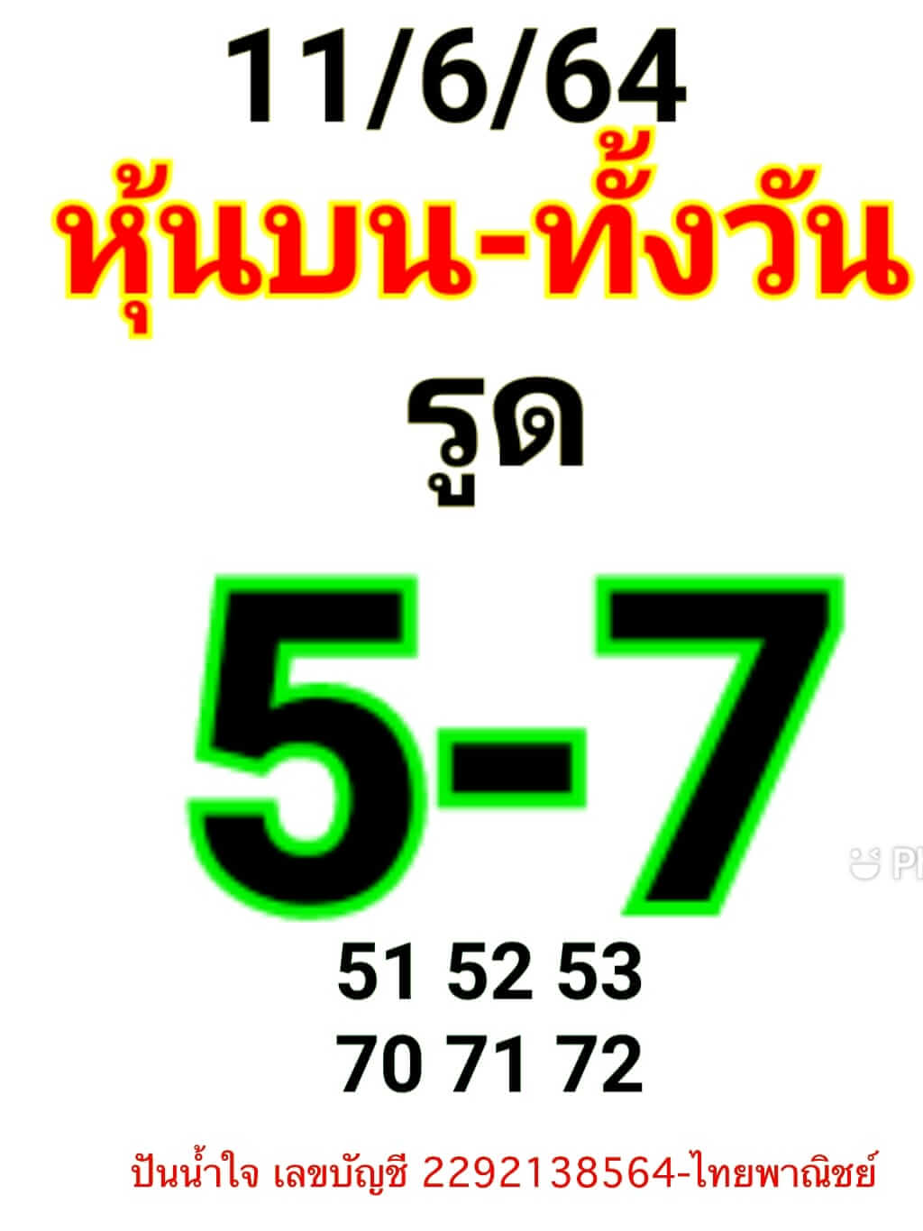 หวยหุ้น 11/6/64 ชุดที่ 1