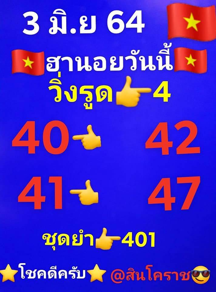 หวยฮานอย 3/6/64 ชุดที่ 1