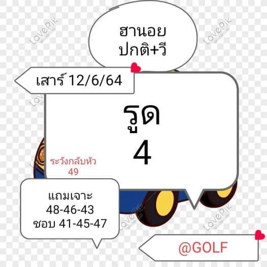 หวยฮานอย 12/6/64 ชุดที่ 1