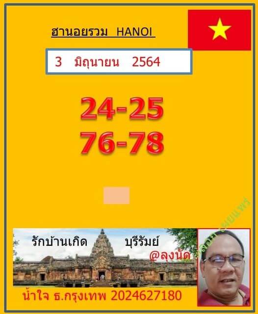 หวยฮานอย 3/6/64 ชุดที่ 10