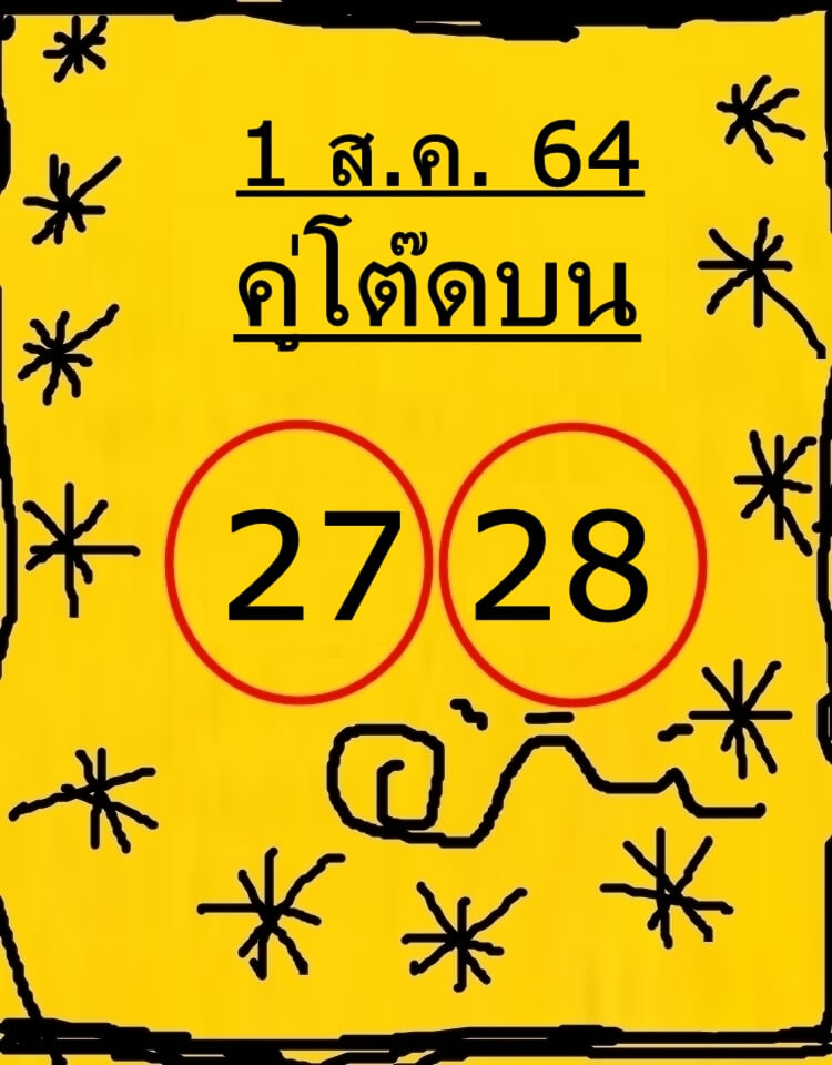 หวยคู่โต๊ดบน 1/8/64