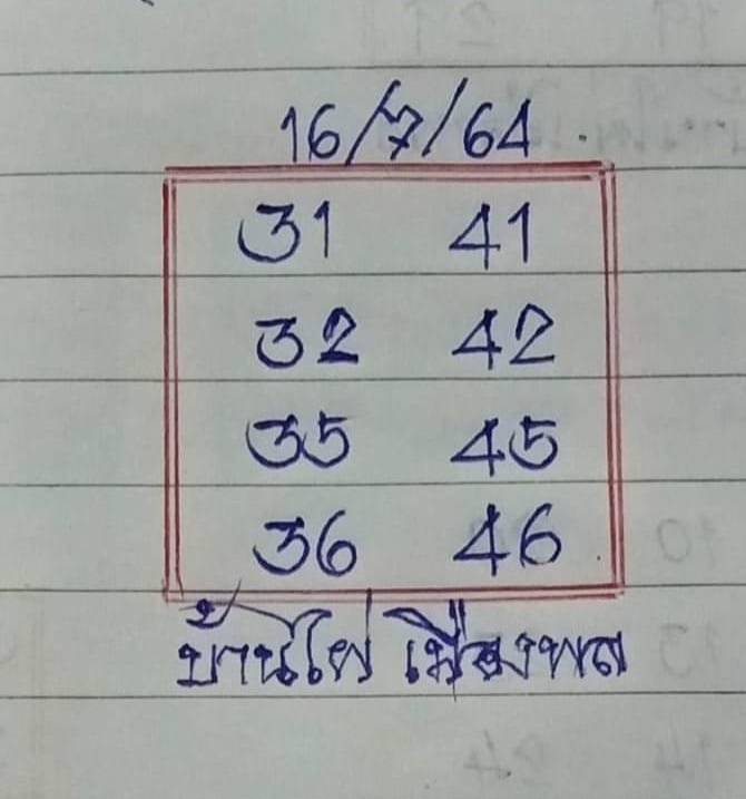 หวยบ้านไผ่เมืองพล 16/7/64