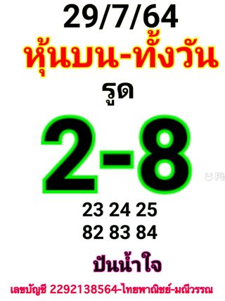 หวยหุ้น 29/7/64 ชุดที่ 1