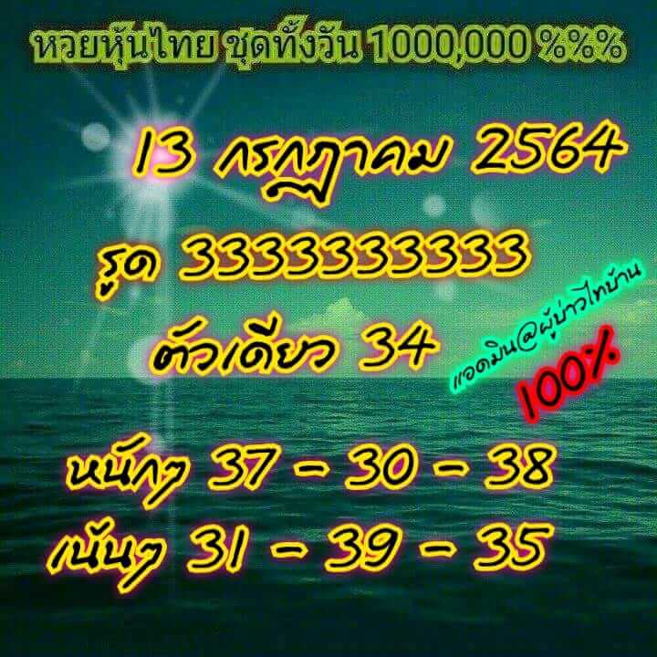 หวยหุ้น 13/7/64 ชุดที่ 6