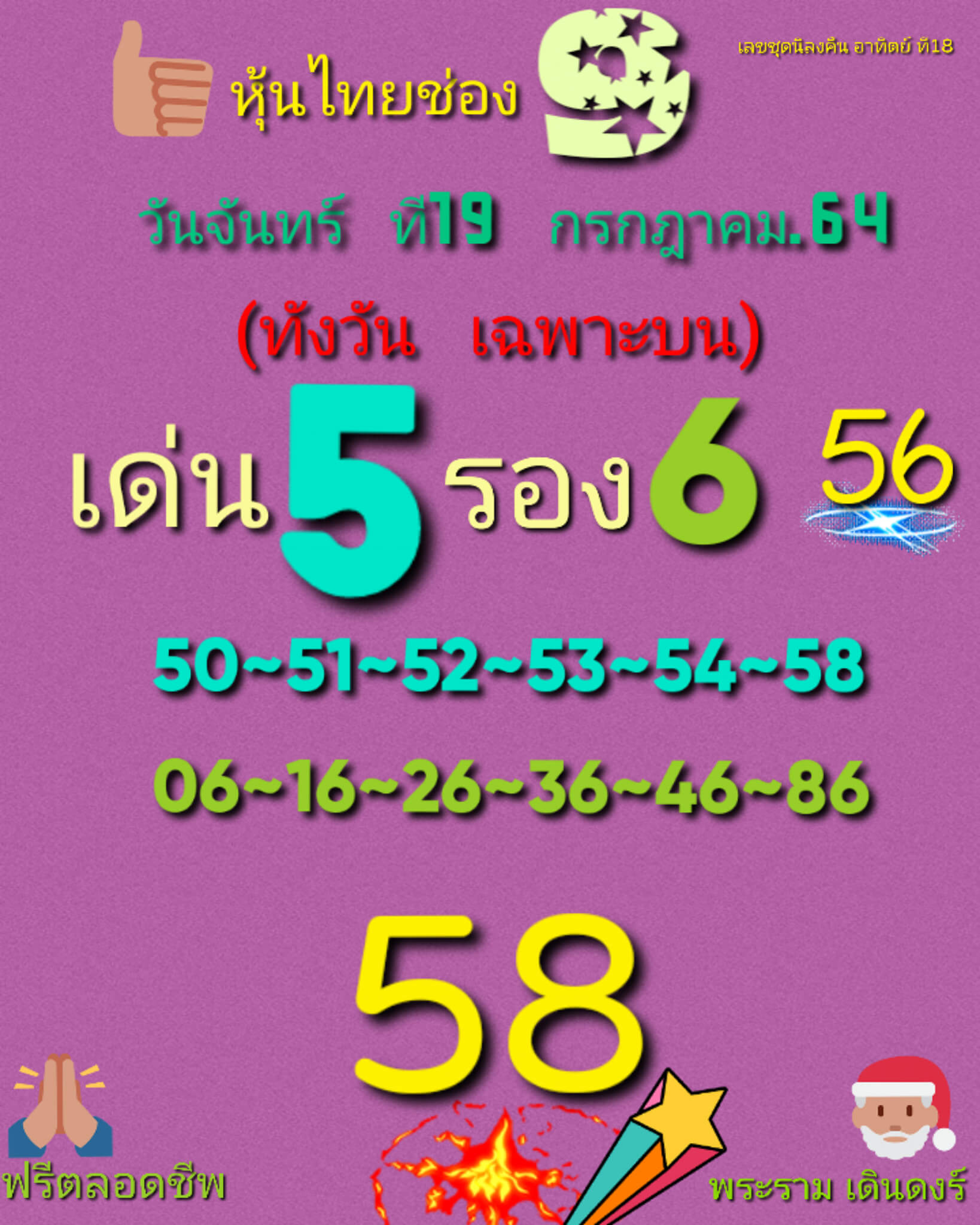 หวยหุ้น 19/7/64 ชุดที่ 8