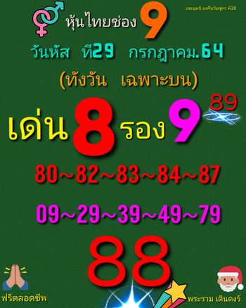 หวยหุ้น 29/7/64 ชุดที่ 8