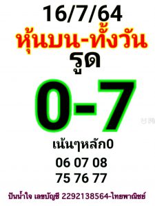 หวยหุ้น 16/7/64 ชุดที่ 9