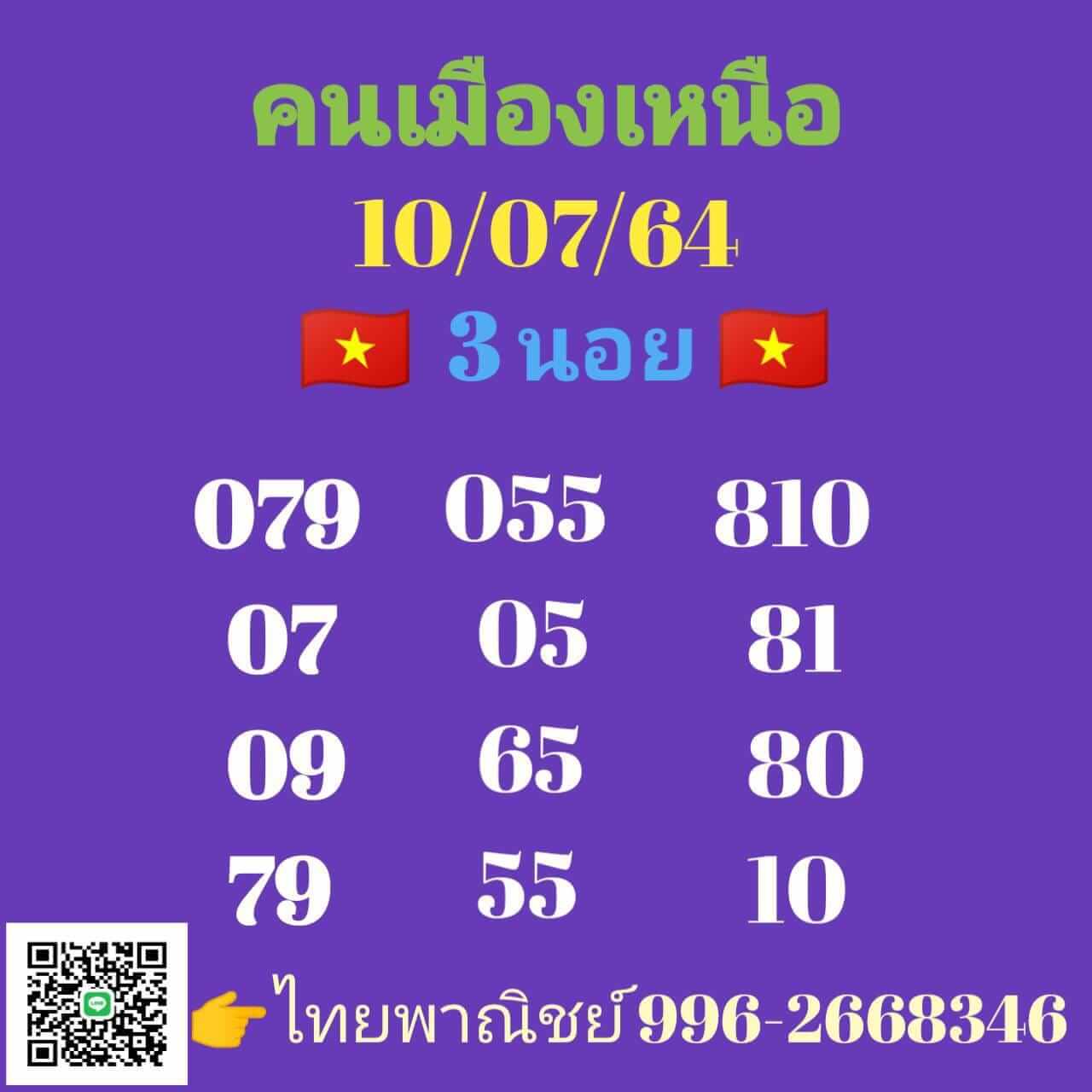 หวยฮานอย 10/7/64 ชุดที่ 9