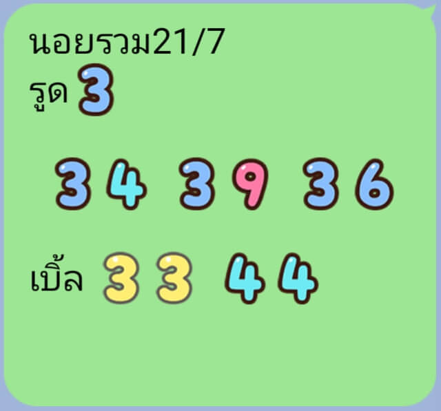 หวยฮานอย 21/7/64 ชุดที่ 5