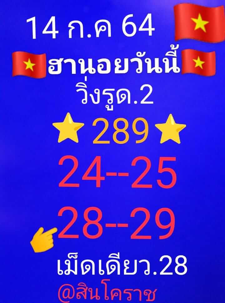 หวยฮานอย 14/7/64 ชุดที่ 8