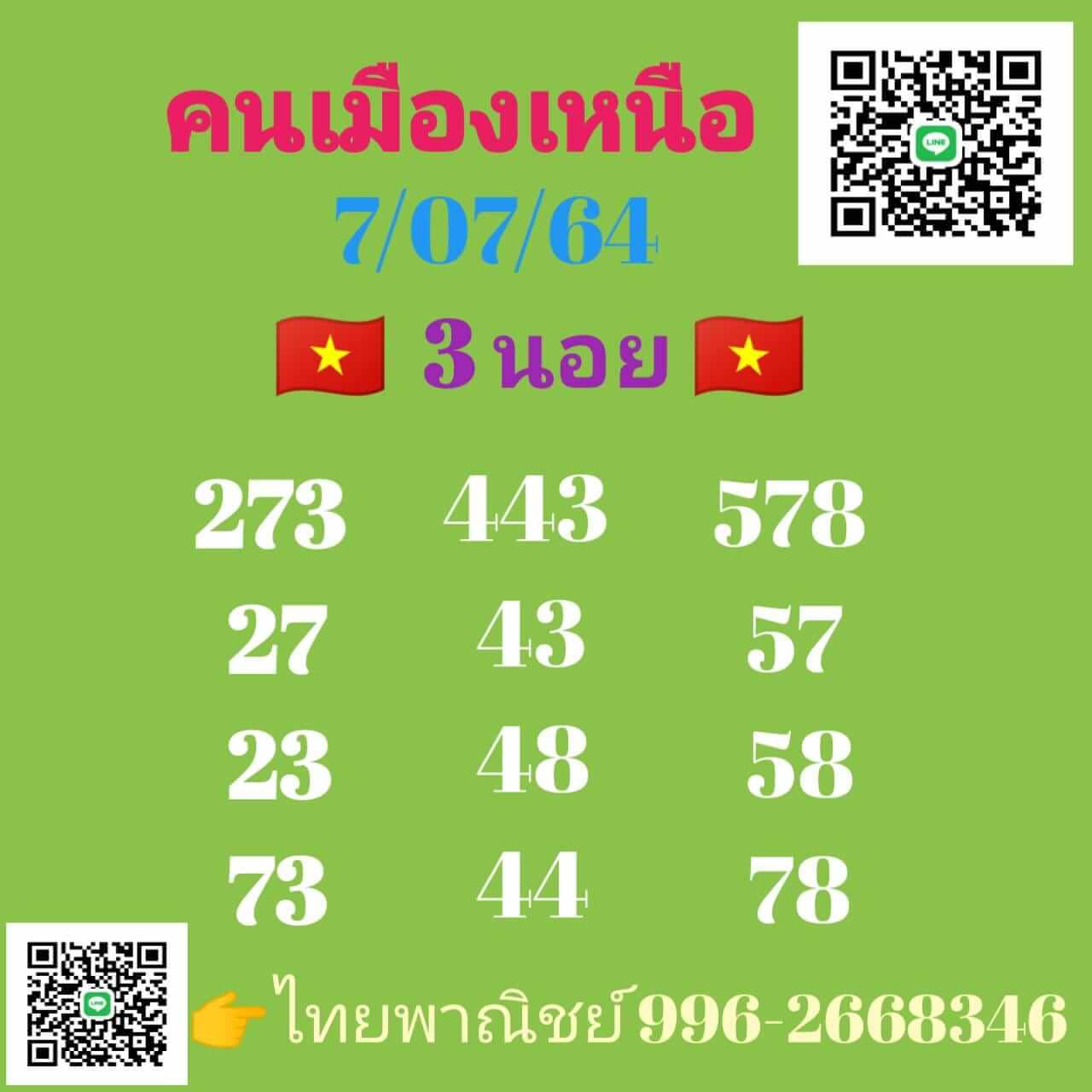 หวยฮานอย 7/7/64 ชุดที่ 9