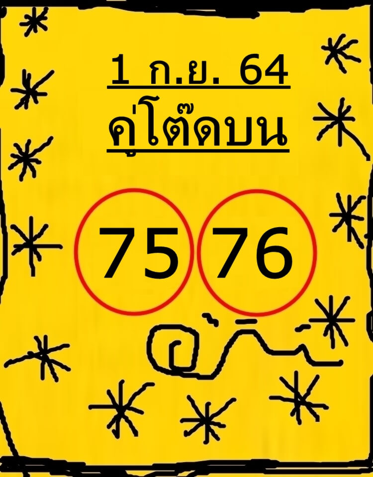 หวยคู่โต๊ดบน 1/9/64