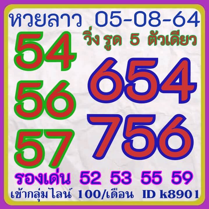 หวยลาว 5/8/64 ชุดที่ 8