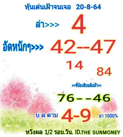 หวยหุ้น 20/8/64 ชุดที่ 4