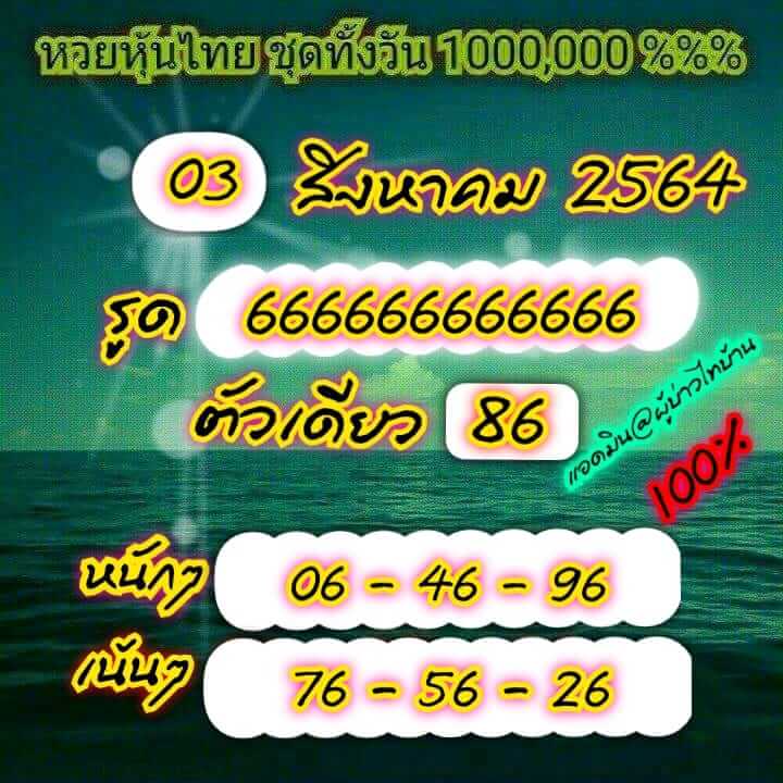 หวยหุ้น 3/8/64 ชุดที่ 5