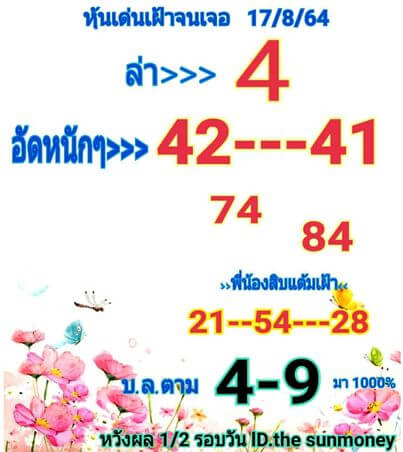 หวยหุ้น 17/8/64 ชุดที่ 6