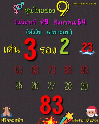 หวยหุ้น 9/8/64 ชุดที่ 8